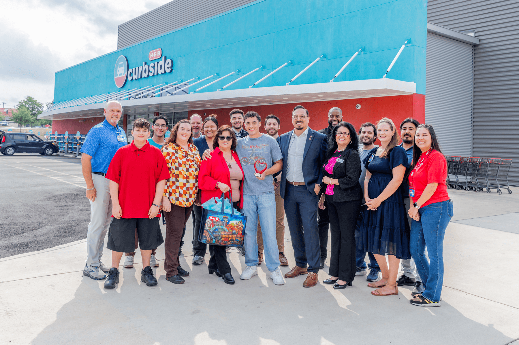 Community group photographed by Erica outside H-E-B Curbside