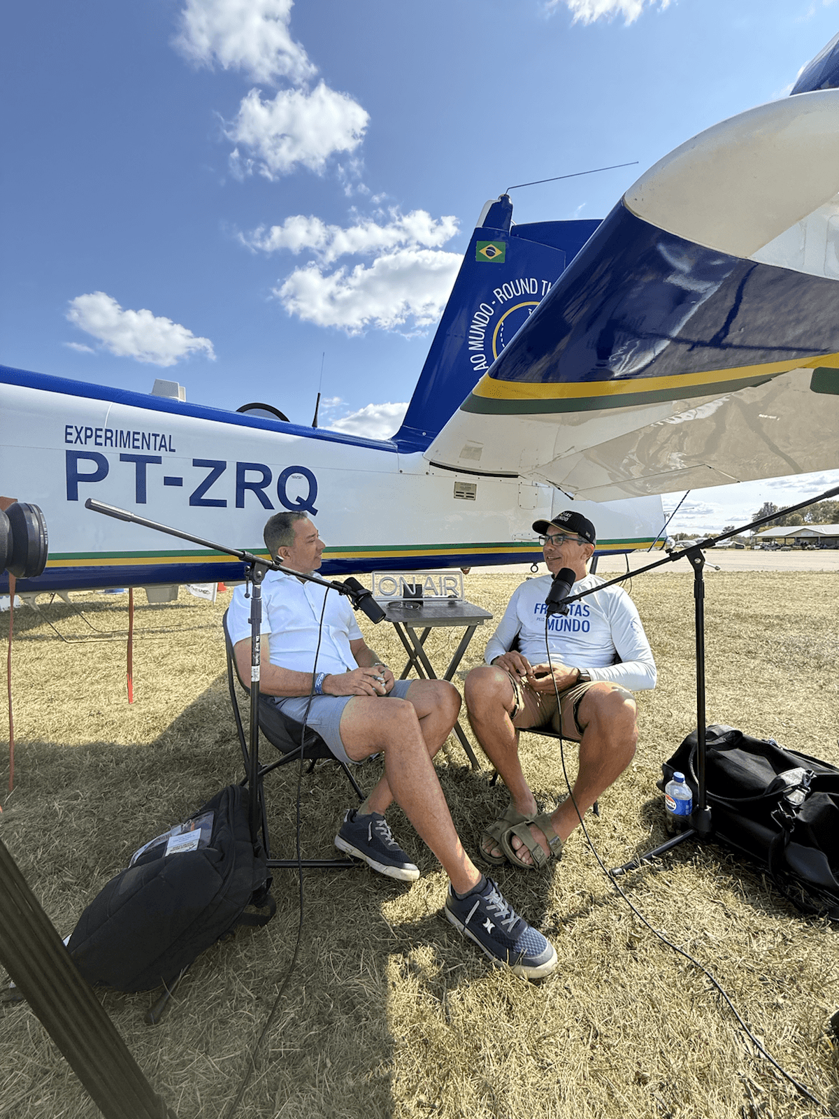 A live interview recorded beside an airplane at the Down to Fly event